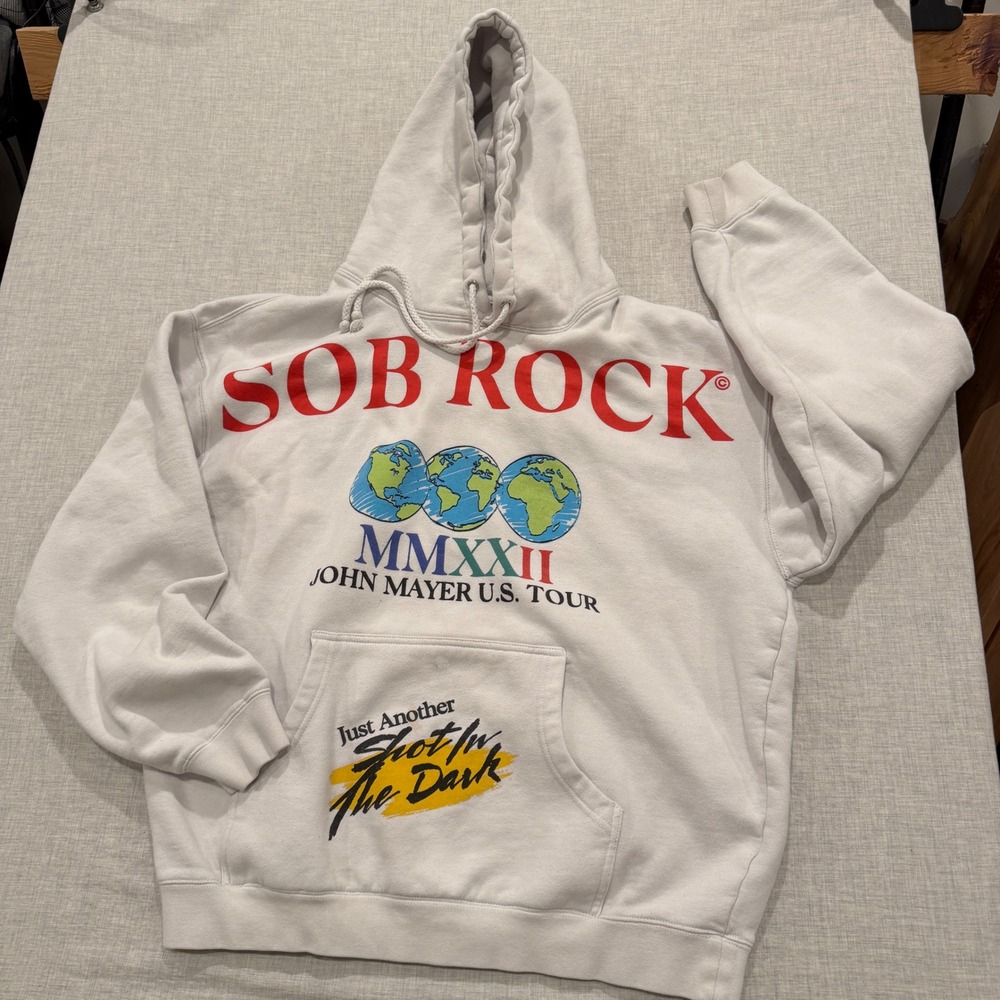 John Mayer Sob Rock 2022 US Tour Hoodie White Graphic Concert Sweatshirt MMXXII